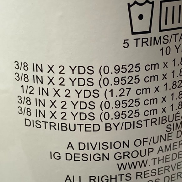 Black & White Coordinated Trim Ribbon 5 Rolls 2 Yards Each Flower Polka Dot - Picture 8 of 11